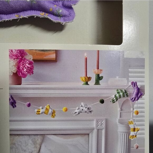 Threshold Easter Bunny Fabric & Pom Pom Garland Holiday Home Decor 6ft - Picture 5 of 7